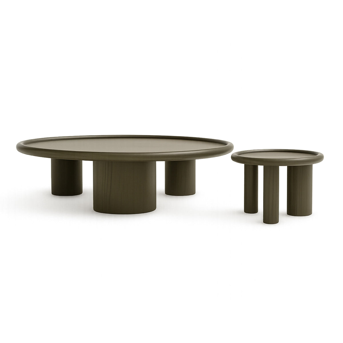 Pheobe Contemporary Brown Ash Round Nesting Table Set