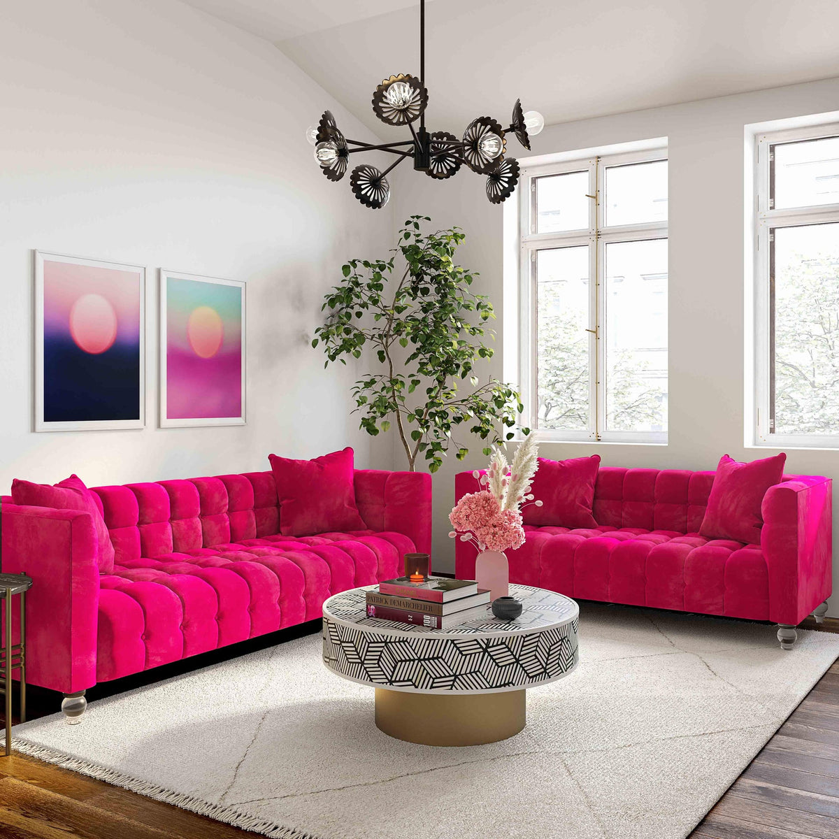 Belgravia 66.1" Plush Pink Velvet Loveseat