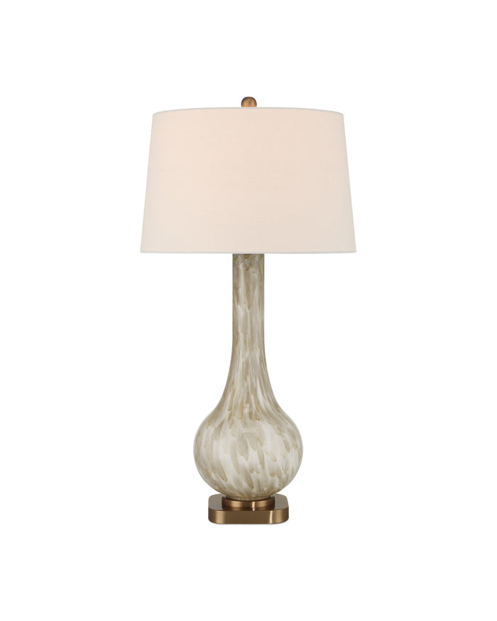 Neomie Caramel-Colored Glass & Brass Table Lamp