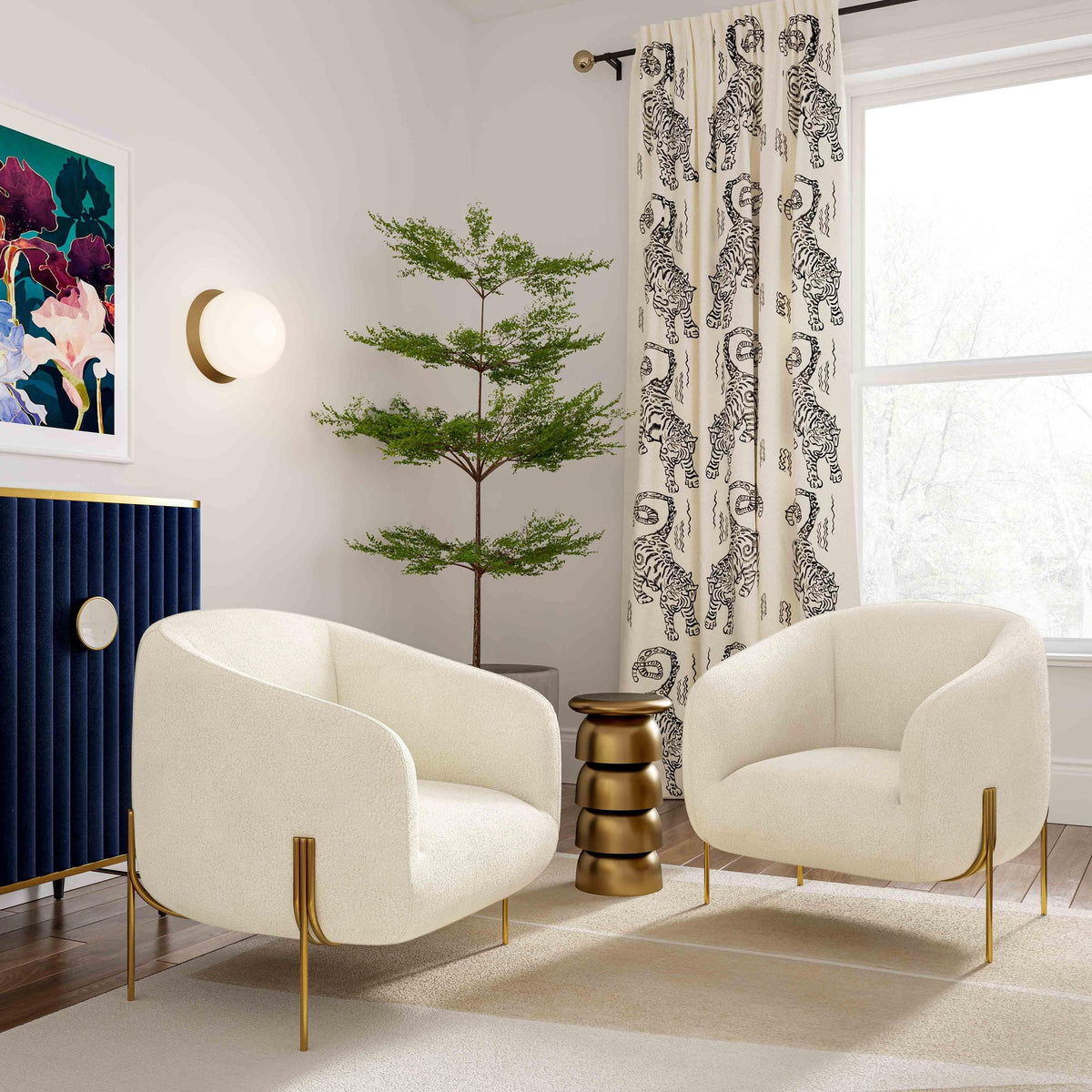 Katie Cream Shearling Accent Chair - Luxury Living Collection