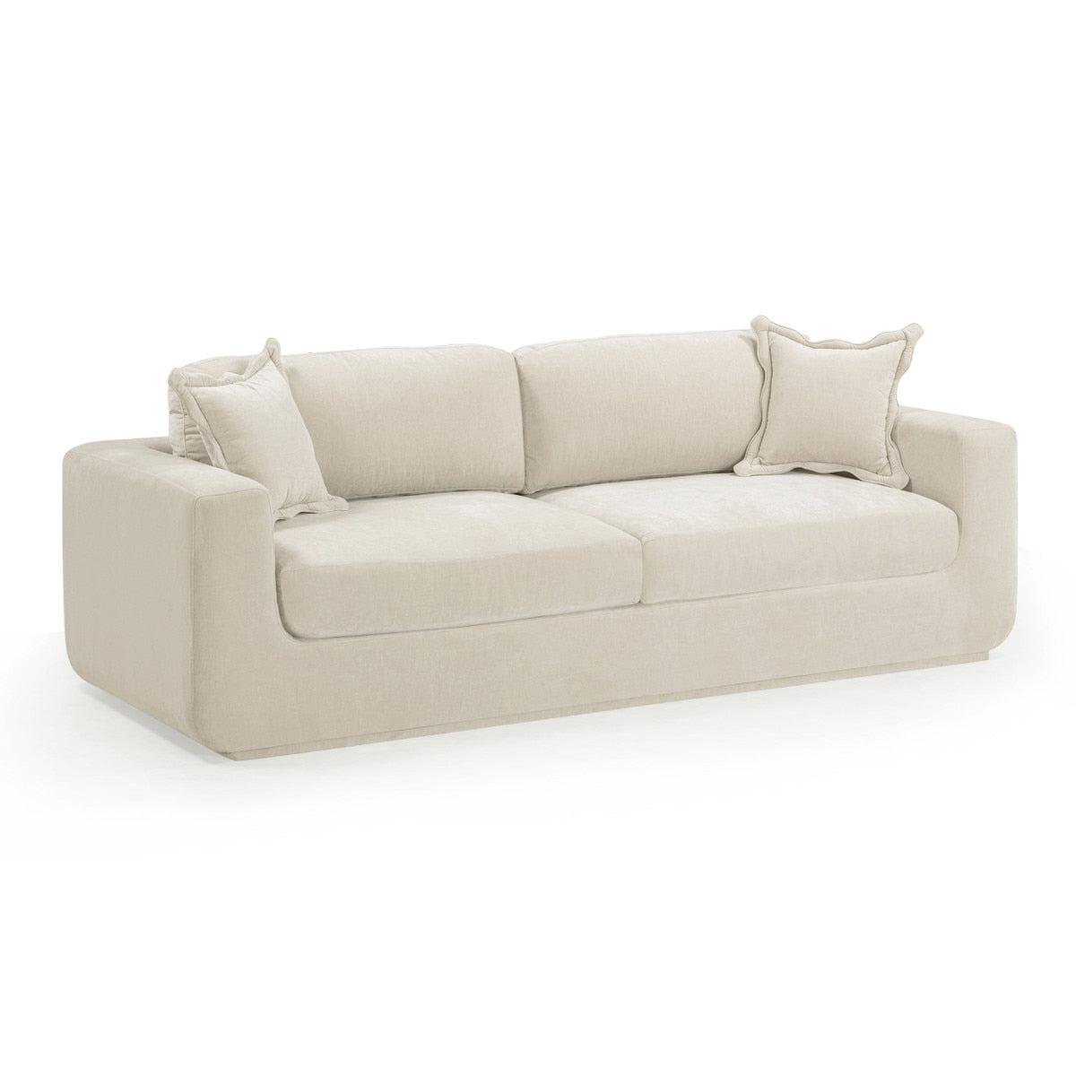 Aliana 90.5" Cream Upcycled Washed Velvet Sofa