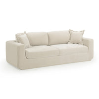 Aliana 90.5" Cream Upcycled Washed Velvet Sofa