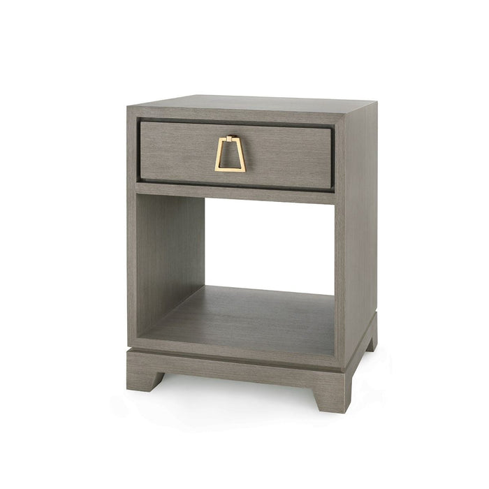 Harrison 1 Drawer Taupe Grey and Brass Nightstand