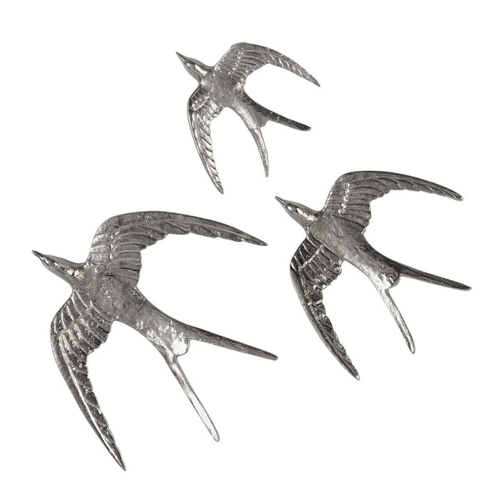 Birds in Flight Set of 3 Wall Art - Nickel