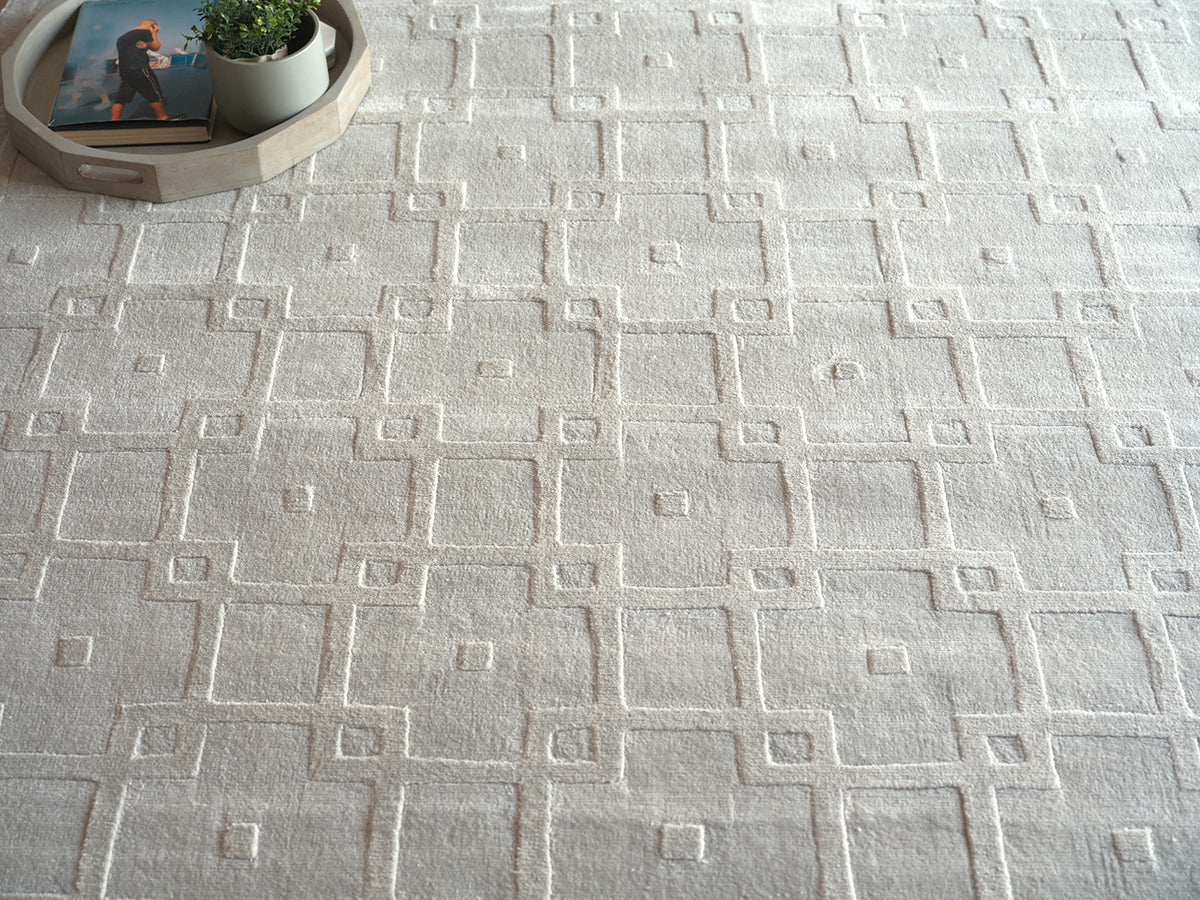 Ramo Modern Light Silver Patterned Area Rug - Elegance Collection