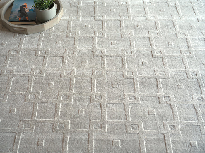 Ramo Modern Light Silver Patterned Area Rug - Elegance Collection