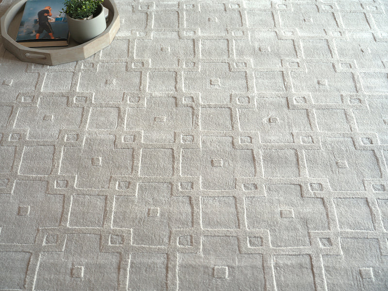 Ramo Modern Light Silver Patterned Area Rug - Elegance Collection