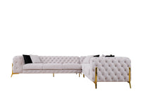 Bronte Light Beige Velvet Transitional Sectional Sofa