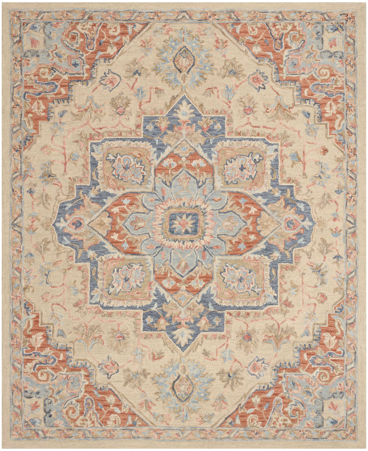 Goldie Ivory Rust Wool Persian Style Area Rug