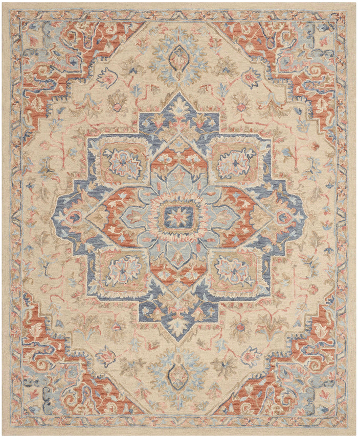 Goldie Ivory Rust Wool Persian Style Area Rug