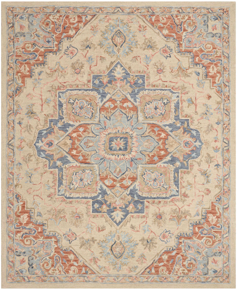 Goldie Ivory Rust Wool Persian Style Area Rug