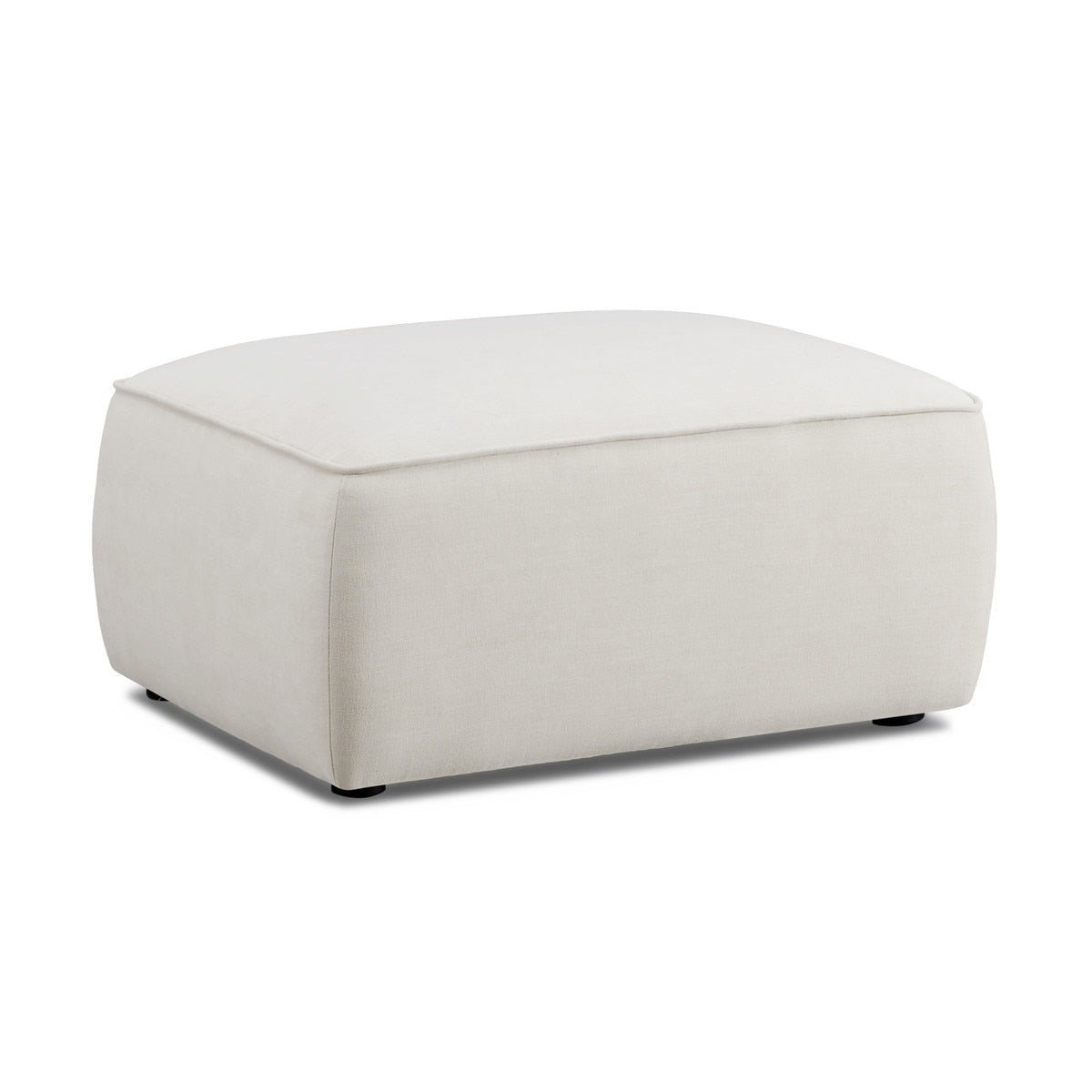 Travie Sand Upcycled Linen Ottoman