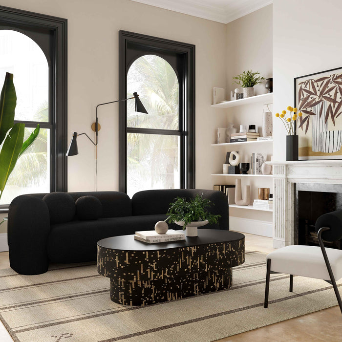 Camille 91.2" Black Contract-Grade Faux Fur Sofa
