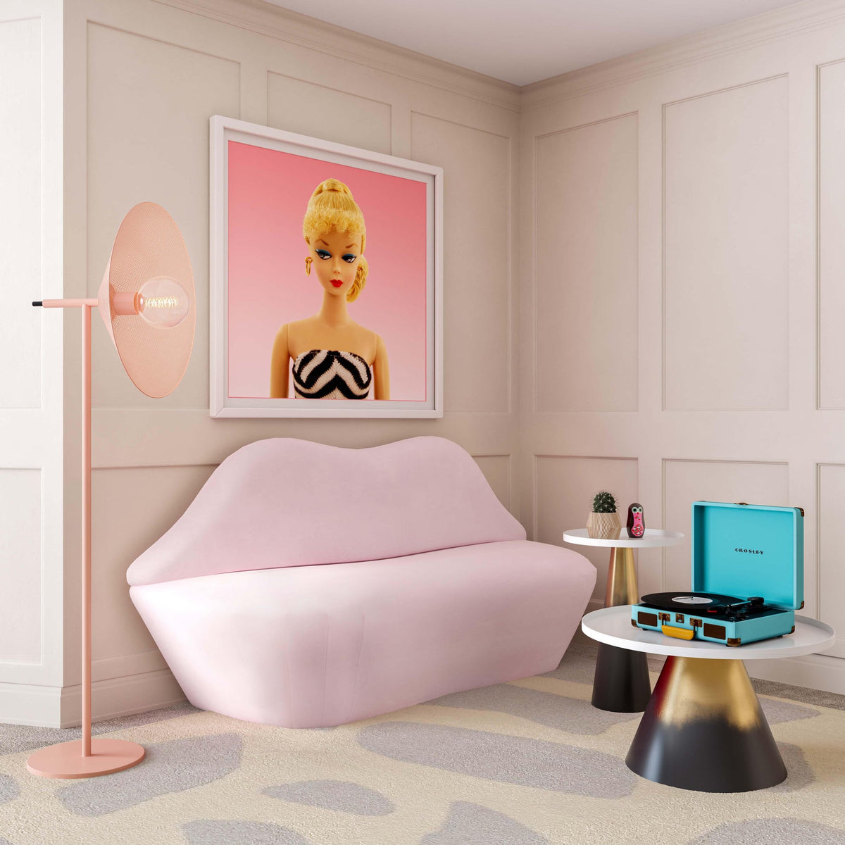 Kisses 67.7" Blush Velvet Sofa