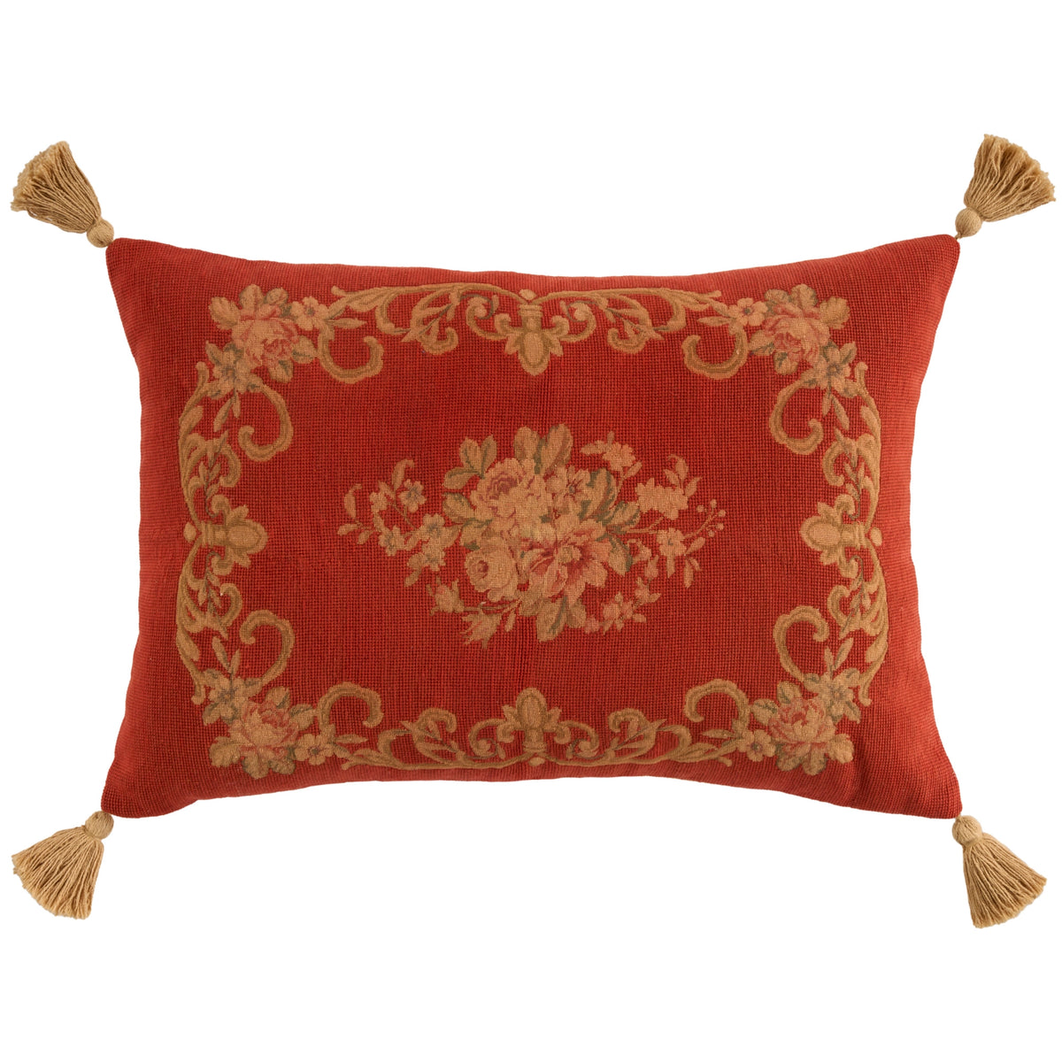 Taylor Vintage Rust Floral Medallion 20" x 30" Throw Pillow