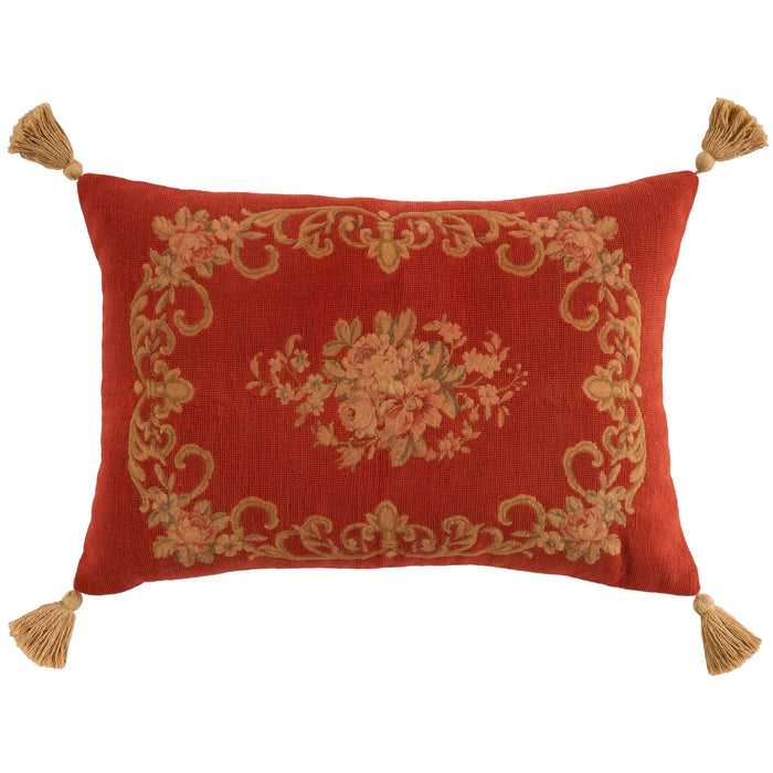 Taylor Vintage Rust Floral Medallion 20" x 30" Throw Pillow