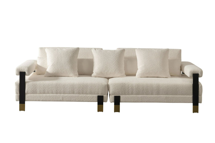 Opal Modern Off White Fabric 4 Seater Sofa