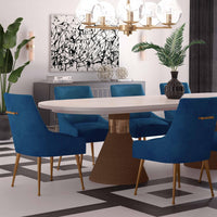 Prado Pleated Navy Velvet With Gold Frame Chair - Luxury Living Collection