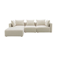 Karsyn 112.5" Plush Cream Performance Linen 4-Piece Modular Sectional