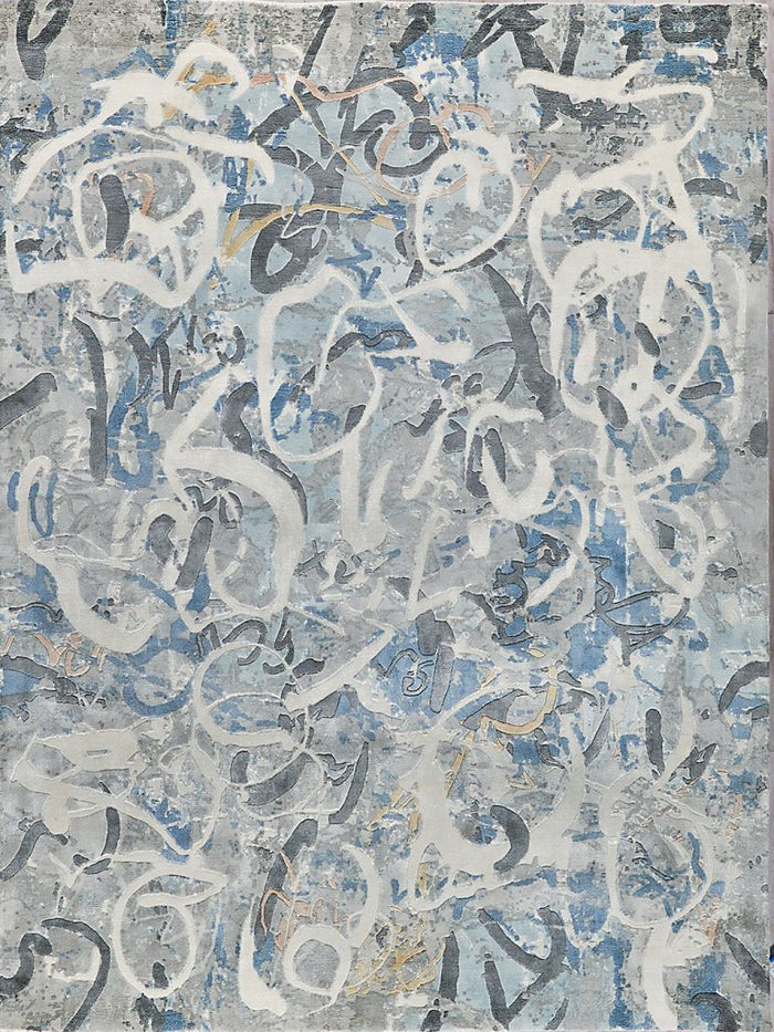 Anna Blue/Silver/Ivory Modern Area Rug - Elegance Collection