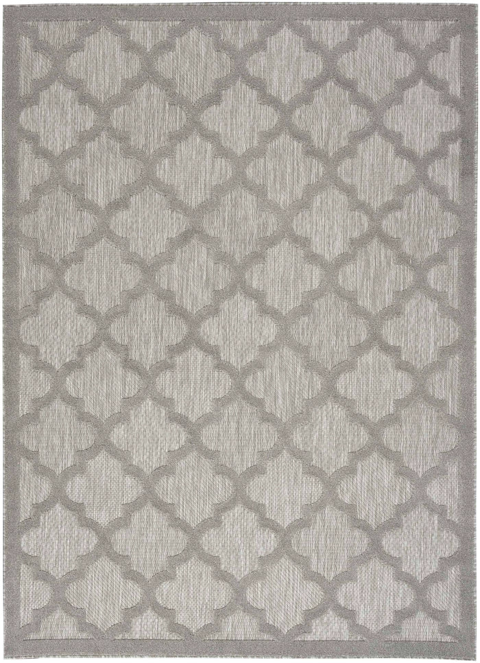 Asako Indoor/Outdoor Silver Grey Trellis Pattern Area Rug - Elegance Collection