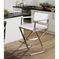 Lila White Faux Leather & Steel Barstool - Luxury Living Collection