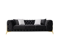 Bronte Black Velvet Transitional Sofa