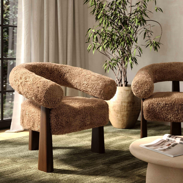 Spara Taupe Contract-Grade Vegan Shearling Accent Chair