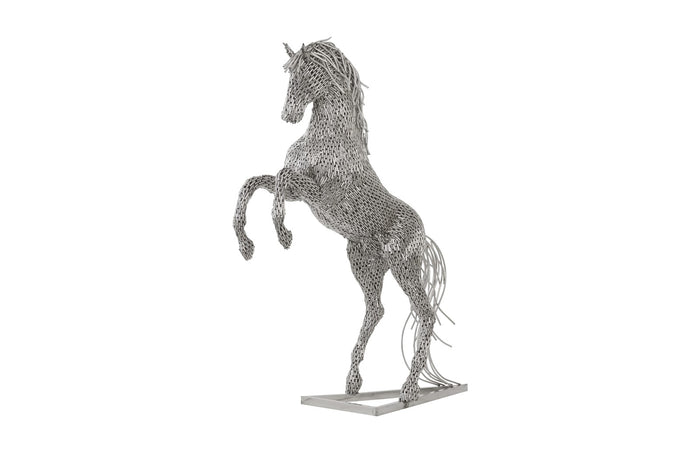 Horse Rearing Stainless Steel Sculpture (Indoor or Outdoor)
