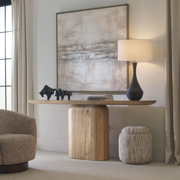 Vida Tan Boucle Storage Ottoman