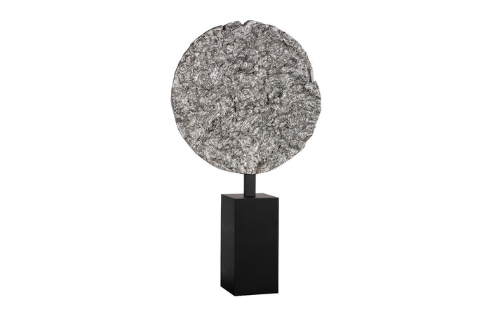Cosmic Medium Silver Leaf Cast Root Disk With Stand