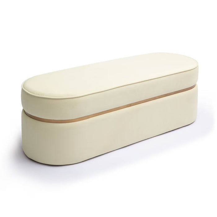 Pomp Cream Velvet Bench