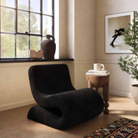 Selene Black Oversized Performance Corduroy Accent Chair