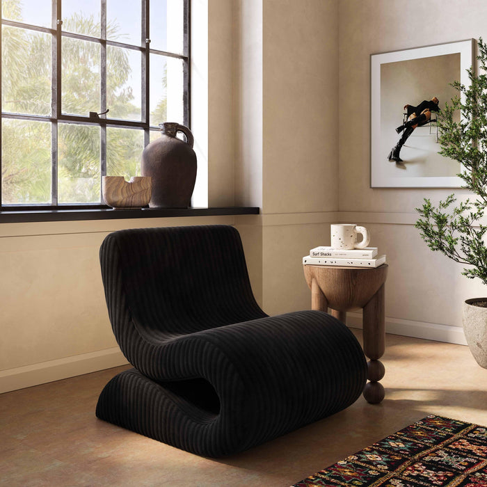 Selene Black Oversized Performance Corduroy Accent Chair