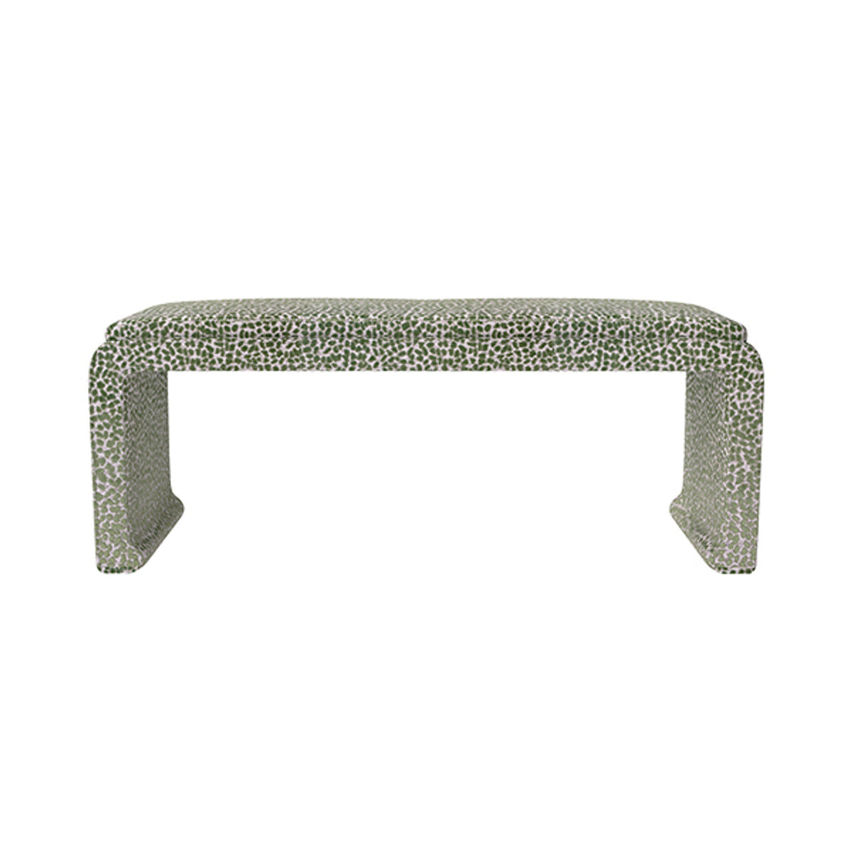 Malia Classic/Modern Large Spotted Green Custom Upholstered Bench