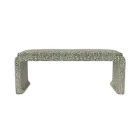 Malia Classic/Modern Large Spotted Green Custom Upholstered Bench