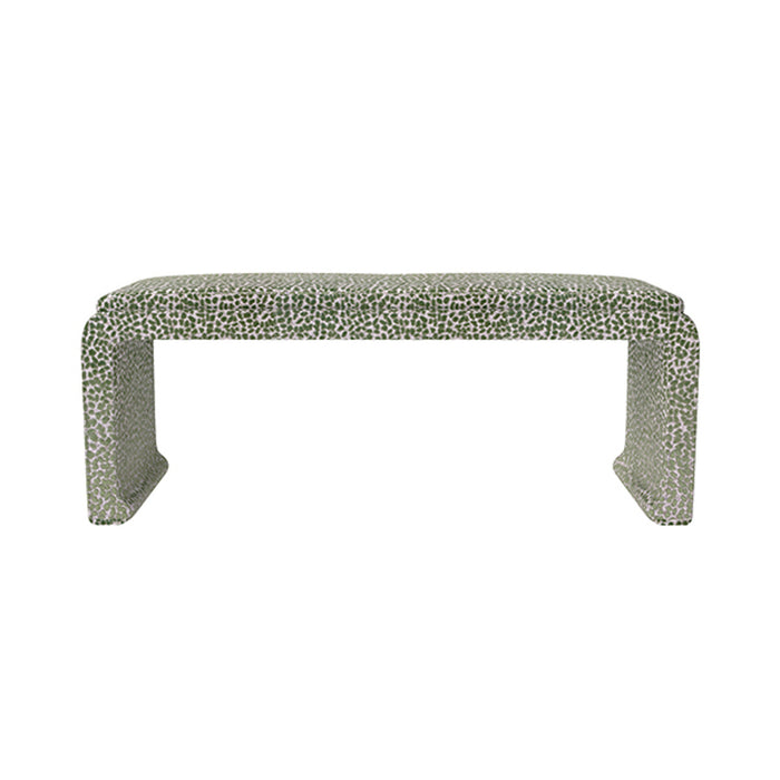 Malia Classic/Modern Large Spotted Green Custom Upholstered Bench
