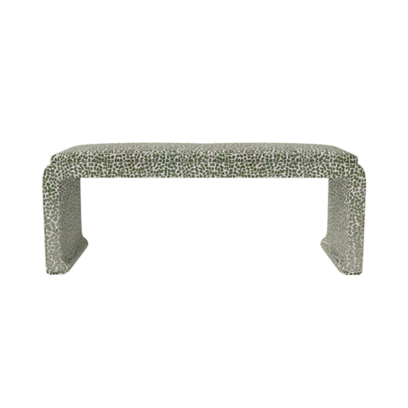 Malia Classic/Modern Large Spotted Green Custom Upholstered Bench