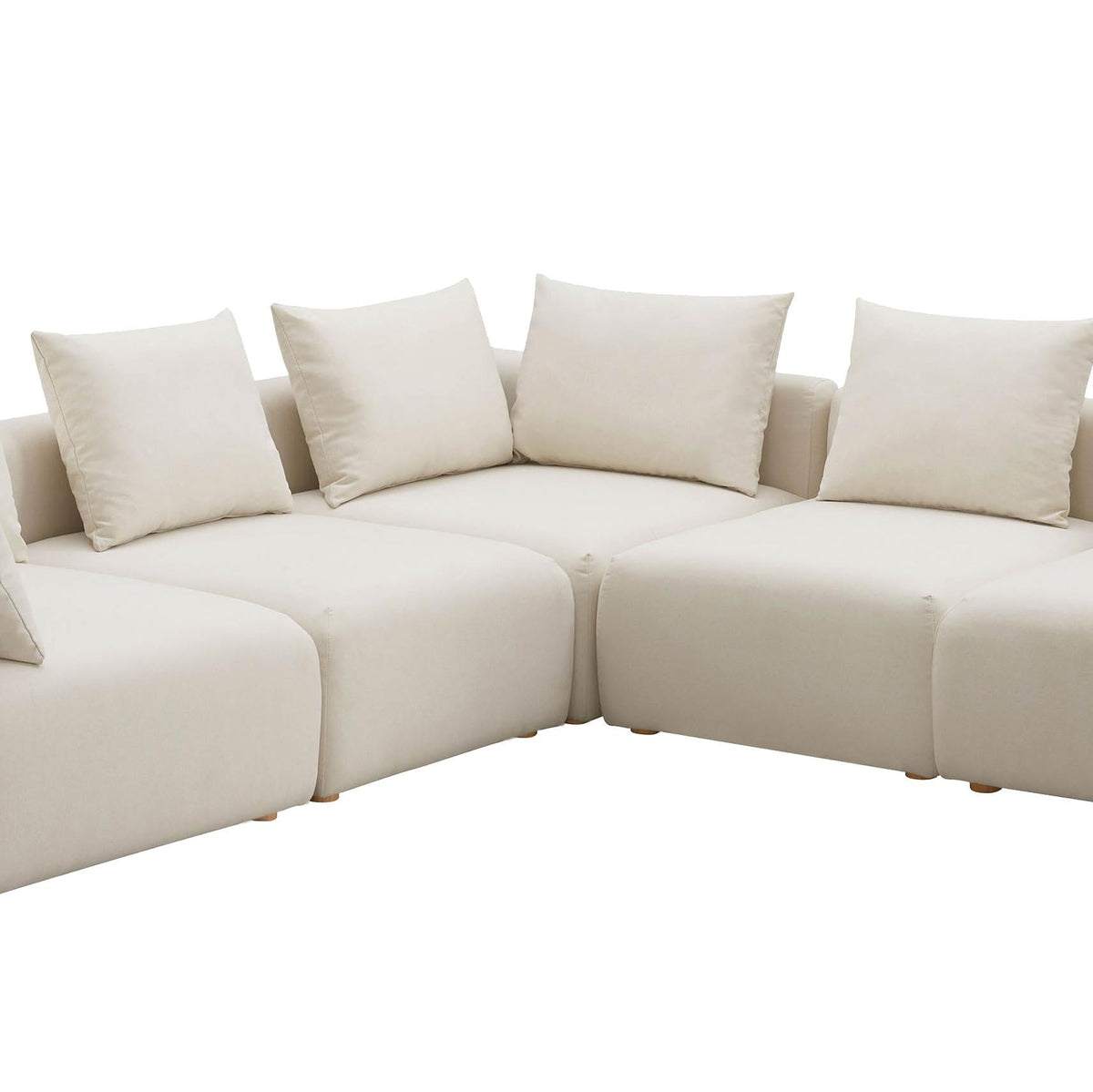 Karsyn 112.5" Plush Cream Boucle Performance Linen 5-Piece Modular L-Sectional