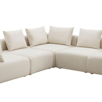 Karsyn 112.5" Plush Cream Boucle Performance Linen 5-Piece Modular L-Sectional