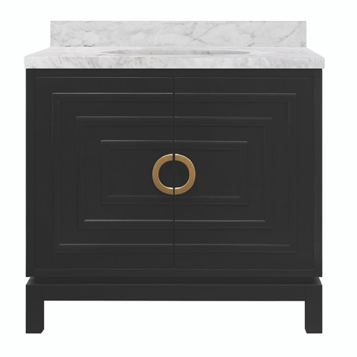 Milana 36.5 Luxe Matte Black & Marble Bath Vanity