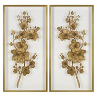 Blossom I Gold Leaf Acrylic Shadow Box Wall Art