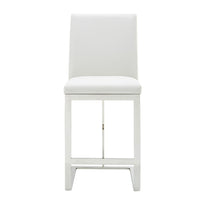 Camille Modern White Vegan Leather & Stainless Steel Counter Stool