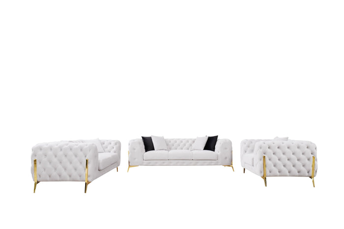 Bronte Light Beige Velvet Transitional Sofa Set