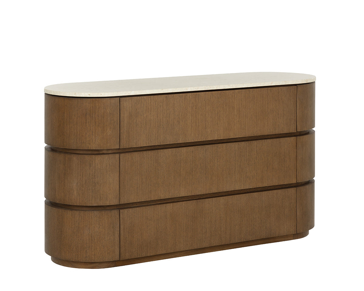 Caldora 59" Oak Veneer & Marble Top Dresser