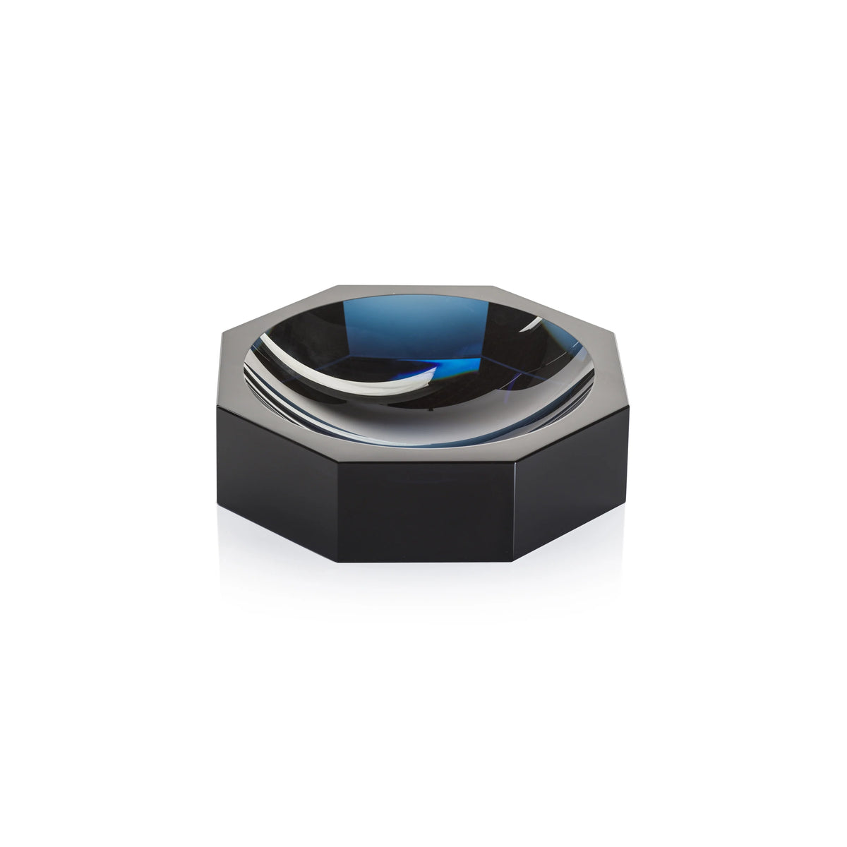 Alda Deep Blue Crystal Glass Octagon Bowl - Set of 2
