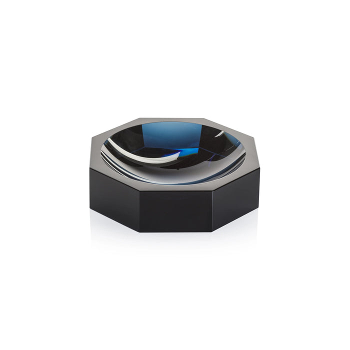 Alda Deep Blue Crystal Glass Octagon Bowl - Set of 2