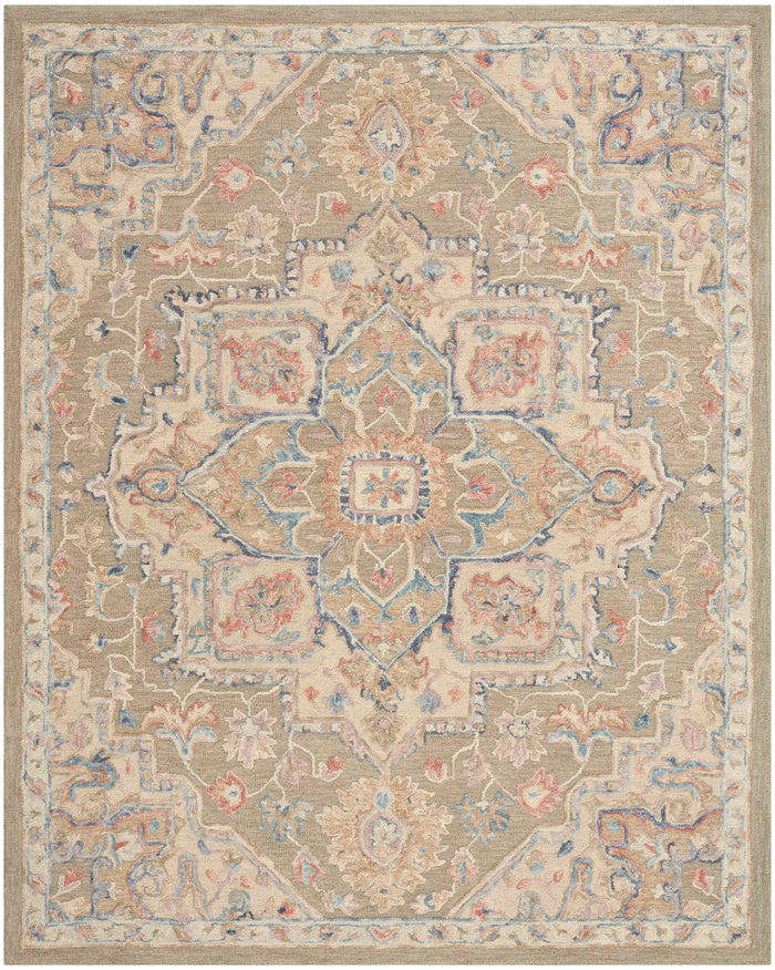 Goldie Green Ivory Wool Persian Style Area Rug