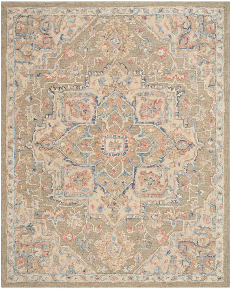 Goldie Green Ivory Wool Persian Style Area Rug