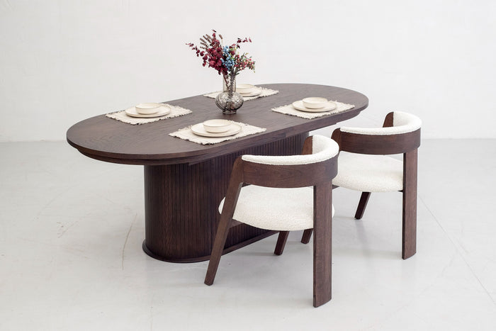 Micah 118" Modern Brown Oak Dining Table With Extension